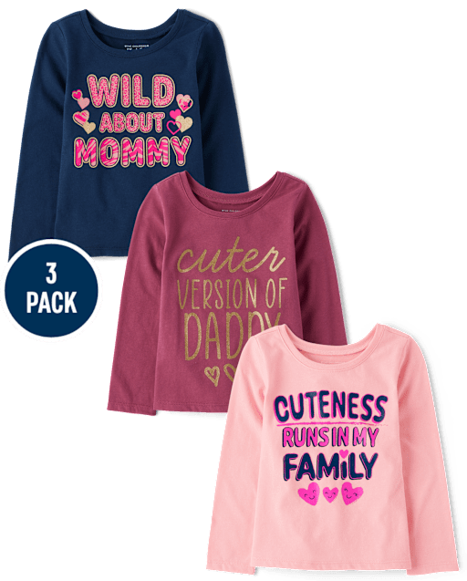 Baby And Toddler Girls Family Graphic Tee 3-Pack