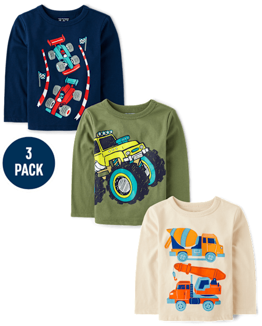 Baby And Toddler Boys Vehicle Graphic Tee 3-Pack