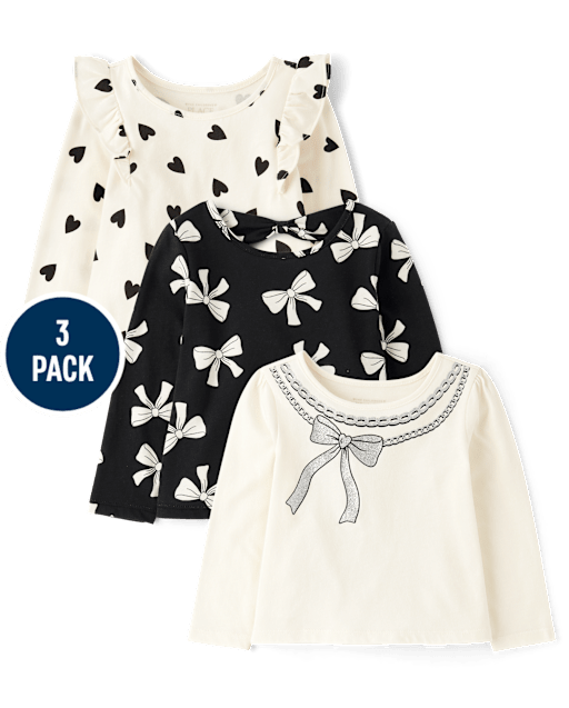 Toddler Girls Bow Top 3-Pack