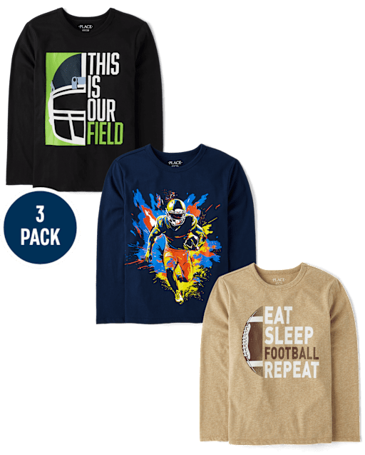 Boys Football Graphic Tee 3-Pack