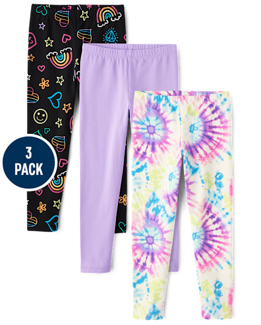 Lot de 3 leggings imprimés pour filles