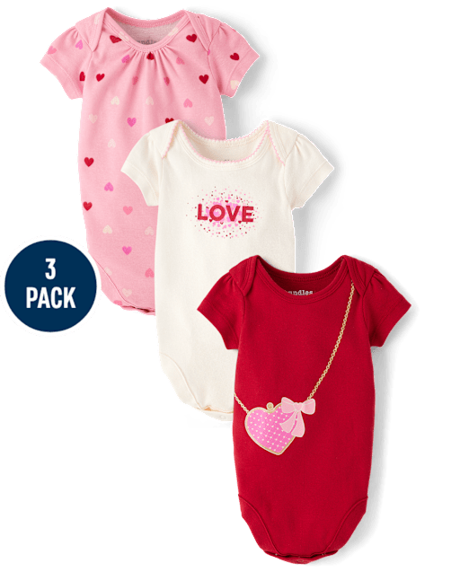 Baby Girls Heart Bodysuit 3-Pack