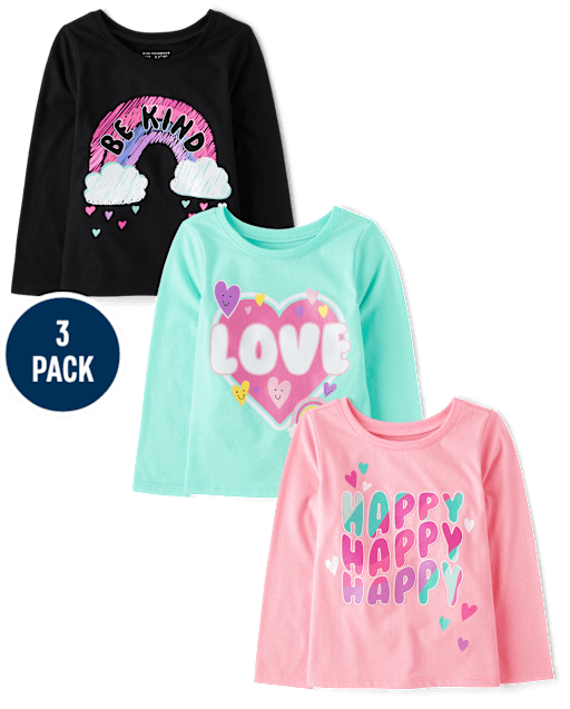 Baby And Toddler Girls Positivity Graphic Tee 3-Pack