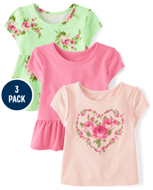 Toddler Girls Floral Top 3-Pack