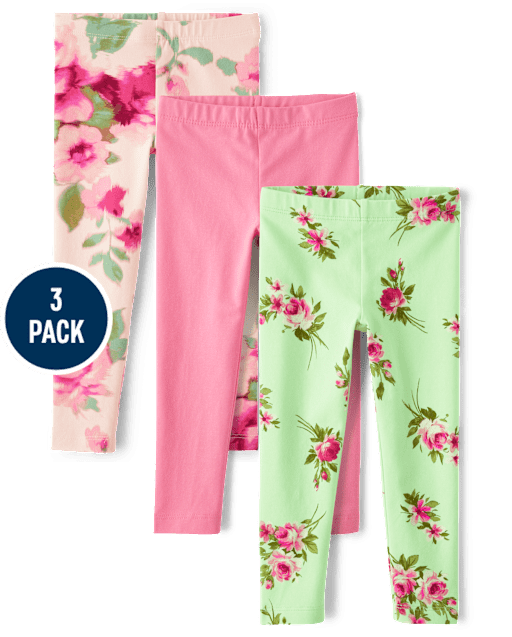 Toddler Girls Floral Leggings 3-Pack