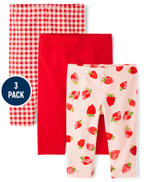 Toddler Girls Strawberry Capri Leggings 3-Pack