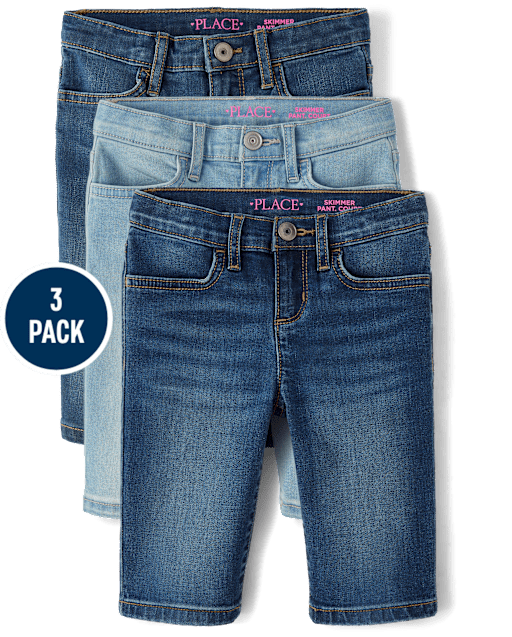 Girls Denim Skimmer Shorts 3-Pack