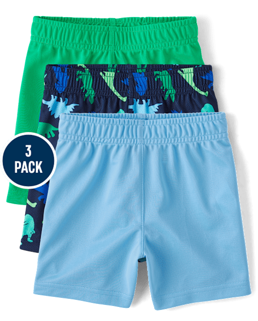 Baby And Toddler Boys Moisture Wicking Print Basketball Shorts 3-Pack