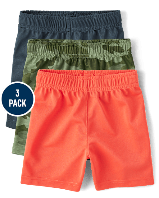 Baby And Toddler Boys Moisture Wicking Print Basketball Shorts 3-Pack