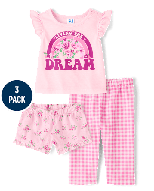 Toddler Girls Living The Dream 3-Piece Pajama Set