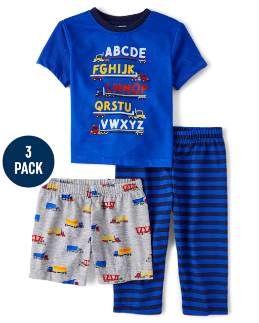 tout-petit Ensemble pyjama 3 pièces Alphabet Vehicle pour garçons