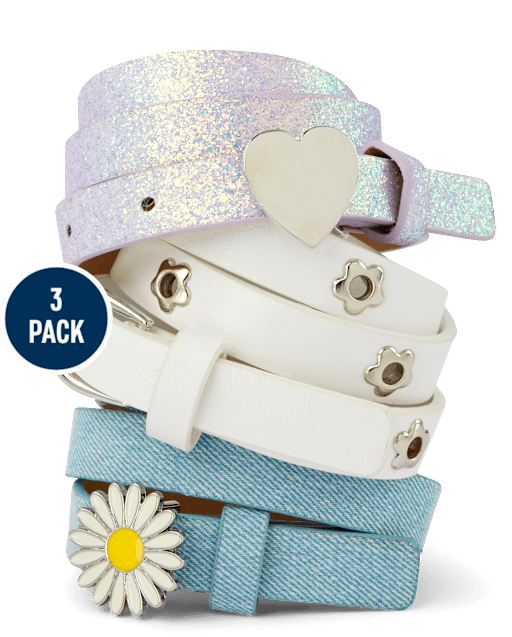 Girls Faux Denim Belt 3-Pack