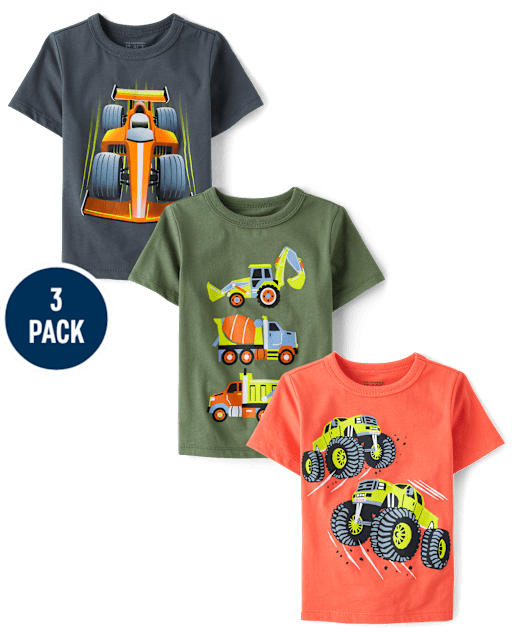 Baby And Toddler Boys Vehicle Graphic Tee 3-Pack