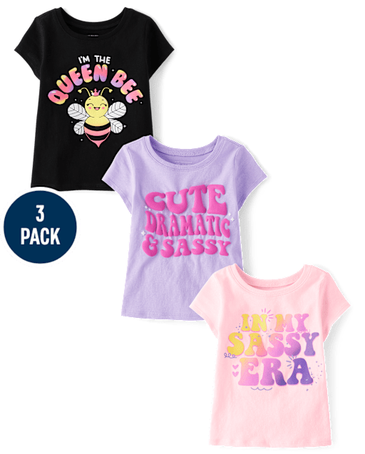 Baby And Toddler Girls Sassy Graphic Tee 3-Pack