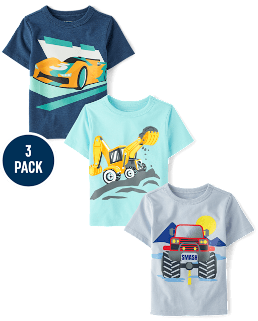 Baby And Toddler Boys Vehicle Graphic Tee 3-Pack