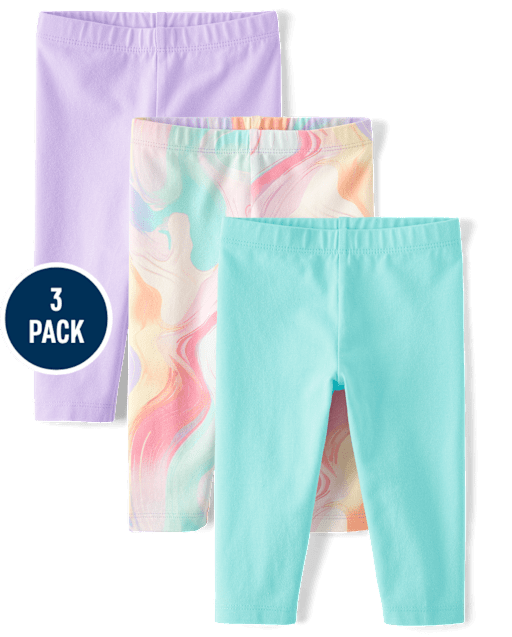 Toddler Girls Marble Capri Leggings 3-Pack