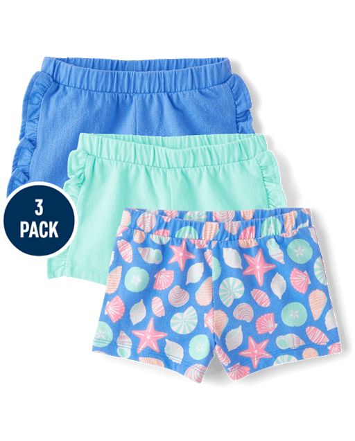 Toddler Girls Seashell Shorts 3-Pack