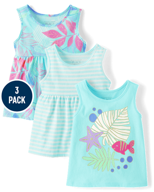 Toddler Girls Tropical Tank Top 3-Pack