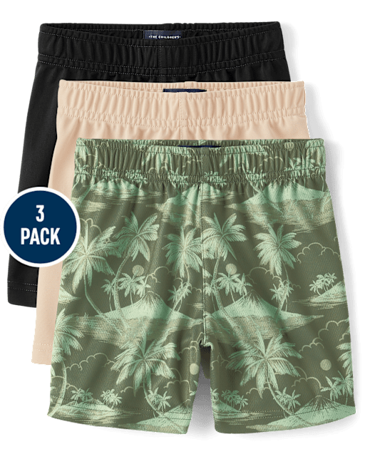 Baby And Toddler Boys Print Performance Basketball Shorts 3-Pack