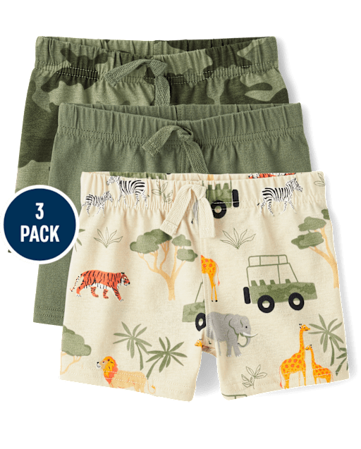 Baby Boys Safari Shorts 3-Pack