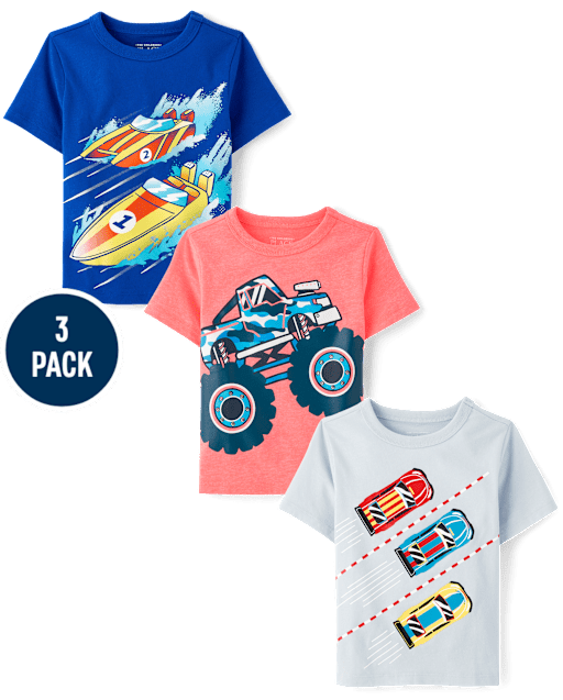 Baby And Toddler Boys Vehicle Graphic Tee 3-Pack