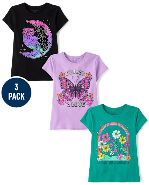 Girls Positivity Graphic Tee 3-Pack