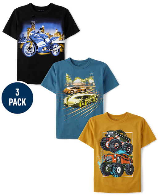 Boys Vehicle Graphic Tee 3-Pack