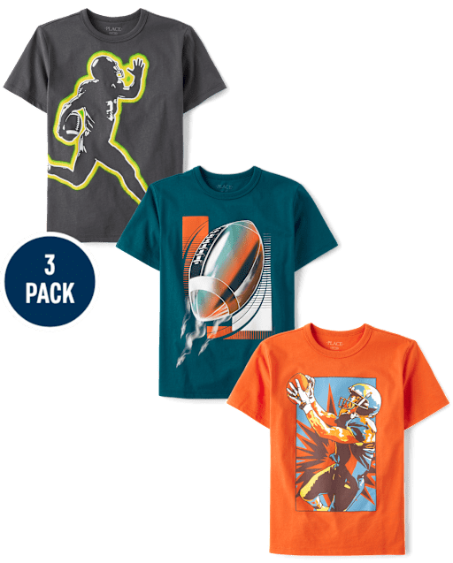 Boys Football Graphic Tee 3-Pack