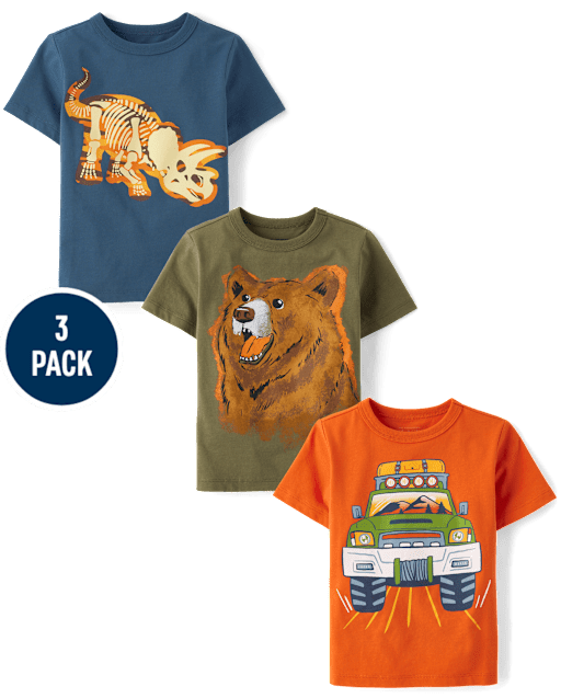 Baby And Toddler Boys Animal Graphic Tee 3-Pack