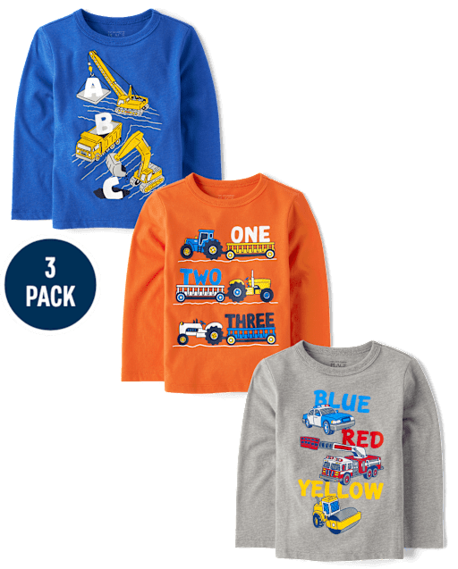 Baby And Toddler Boys Vehicle Graphic Tee 3-Pack