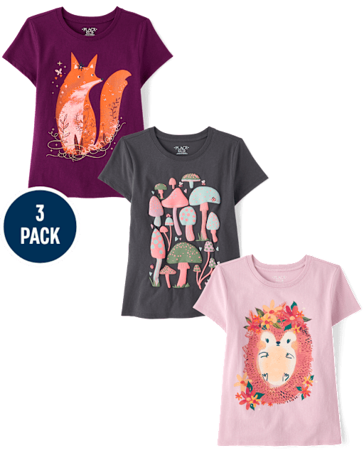 Girls Animal Graphic Tee 3-Pack