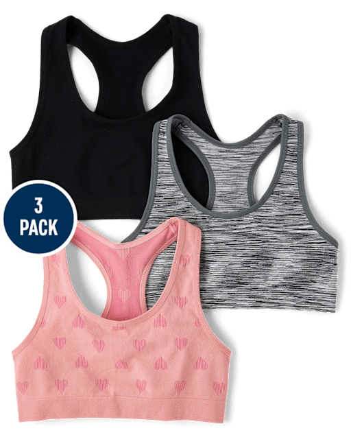 Girls Heart Seamless Racerback Bralette 3-Pack