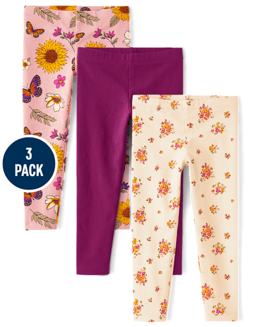 Toddler Girls Floral Leggings 3-Pack
