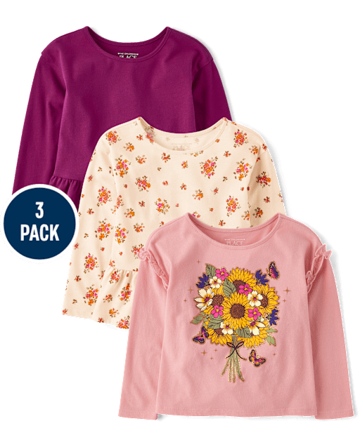 Toddler Girls Floral Top 3-Pack