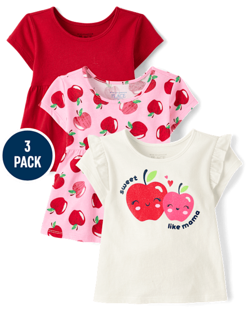 Toddler Girls Apple Top 3-Pack