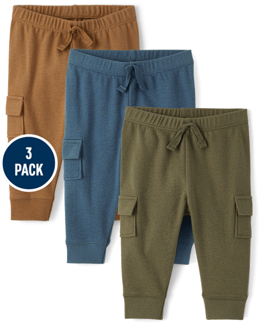 Baby Boys Cargo Jogger Pants 3-Pack