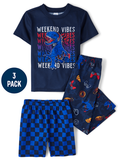 Boys Dino Weekend Vibes 3-Piece Pajama Set