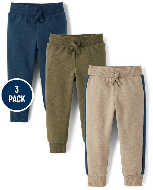 Baby And Toddler Boys Premium Fleece Jogger Pants 3-Pack