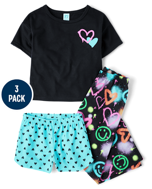 Girls Heart 3-Piece Pajama Set