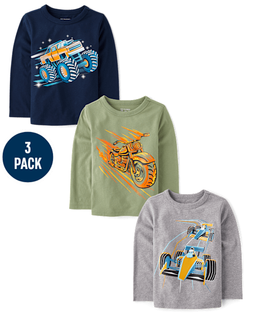 Baby And Toddler Boys Vehicles Graphic Tee 3-Pack