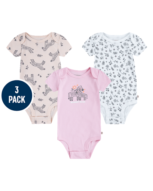 Baby Girls Huggies Zebra Bodysuit 3-Pack