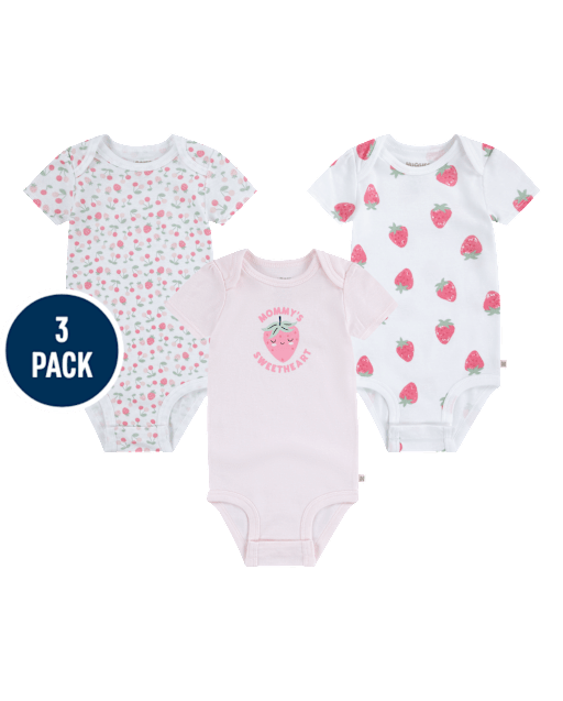 Baby Girls Huggies Strawberry Bodysuit 3-Pack