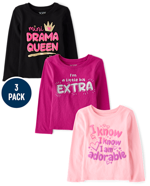 Baby And Toddler Girls Sassy Graphic Tee 3-Pack
