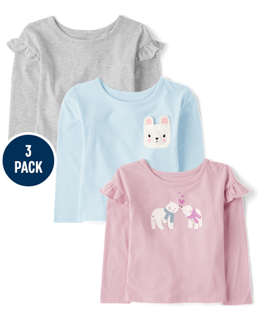 Toddler Girls Polar Bear Top 3-Pack