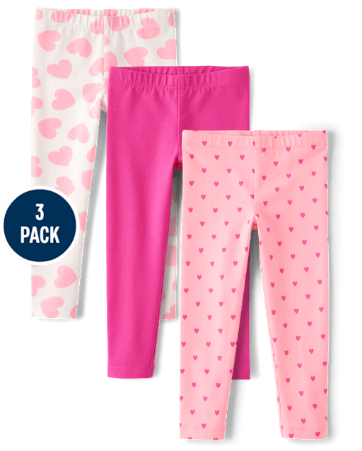 Toddler Girls Heart Leggings 3-Pack