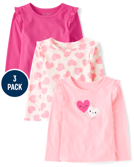 Toddler Girls Heart Flutter Top 3-Pack