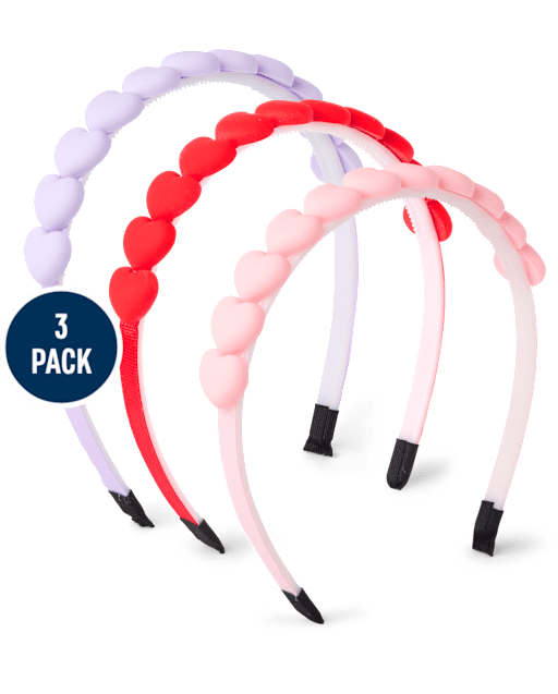 Girls Heart Headband 3-Pack