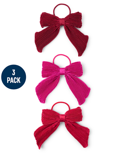 Girls Pleated Bow Hair Tie 3-Pack