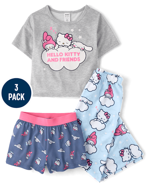Girls Hello Kitty® And Friends 3-Piece Pajama Set