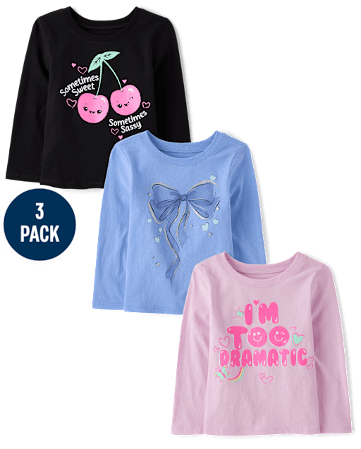 Baby And Toddler Girls Positivity Graphic Tee 3-Pack